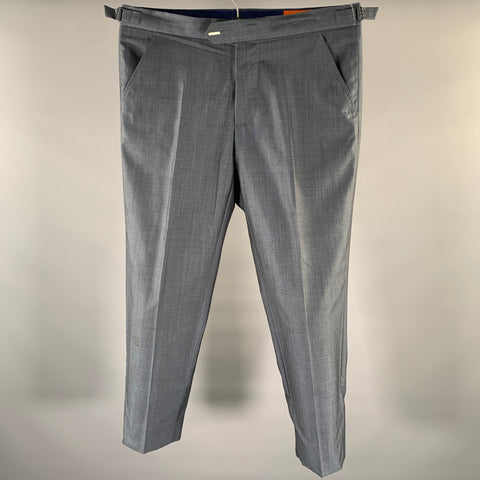 MEOLA BELLUCCI Napoli Size 36 Grey Heather Wool Blend Flat Front Dress Pants