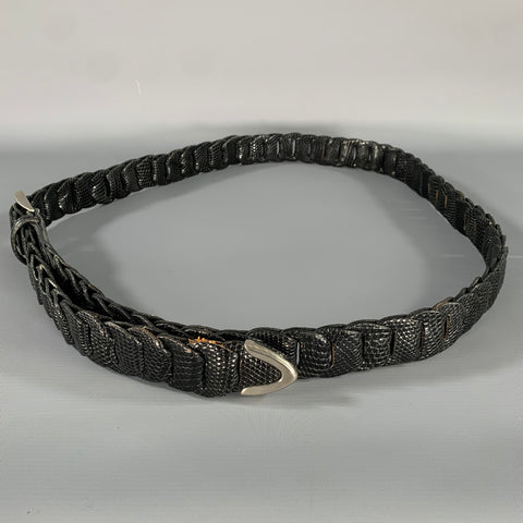 TORINO Size 46 Black Lizard Leather Belt