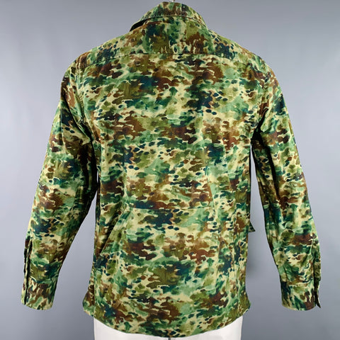 SID MASHBURN Size L Green Brown Camo Coated Cotton Worker Jacket