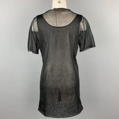 MARNI Size 6 Black See Through Silk Layered Tank Casual Top
