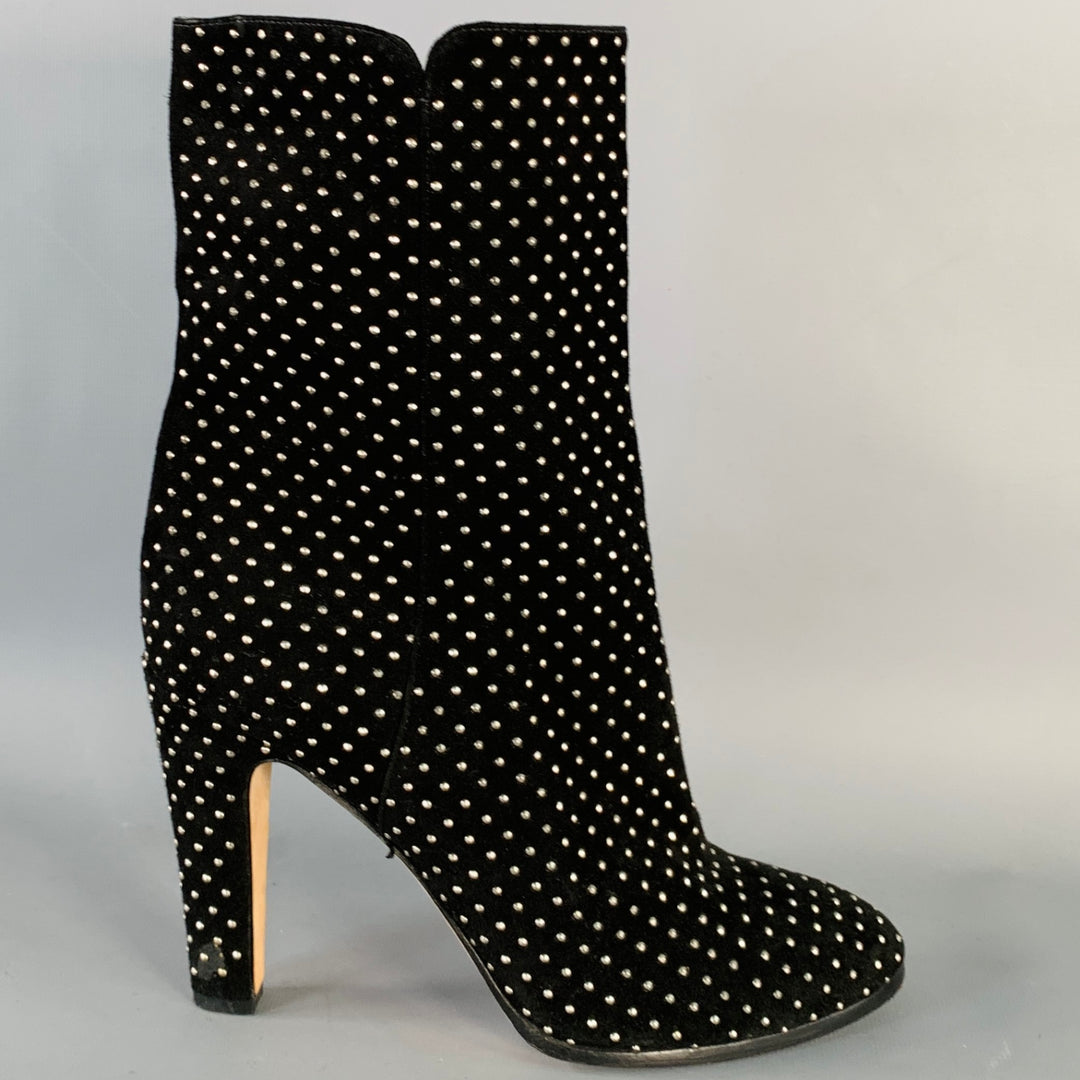 JIMMY CHOO Size 8 Black Studded Suede Pull On Boots