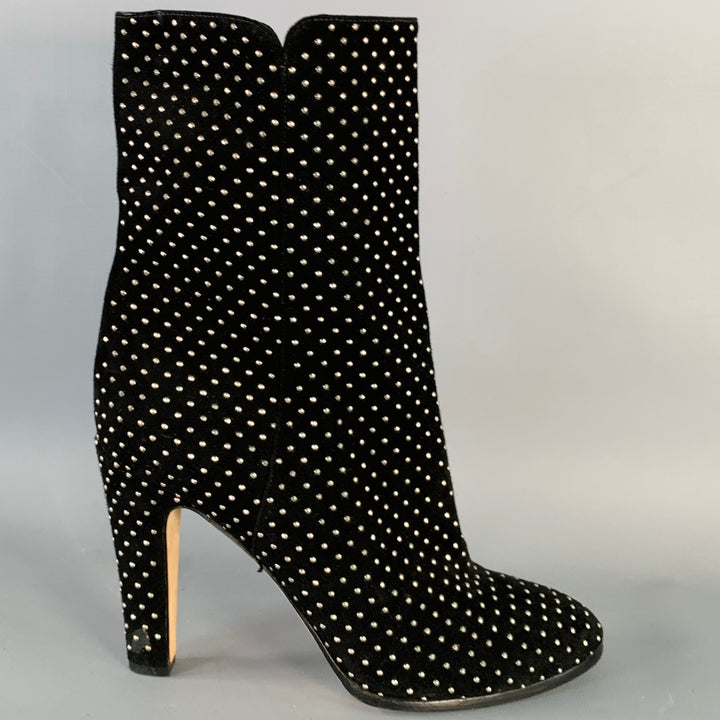 JIMMY CHOO Size 8 Black Studded Suede Pull On Boots