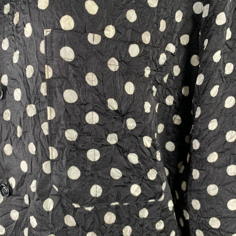 YOHJI YAMAMOTO Size S Black White Polyester Polka Dot One pocket Blouse