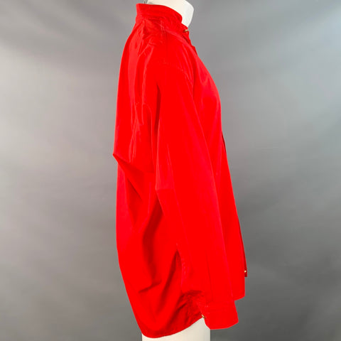 V2 by VERSACE Vintage Size M Red Cotton Nehru Collar Long Sleeve Shirt