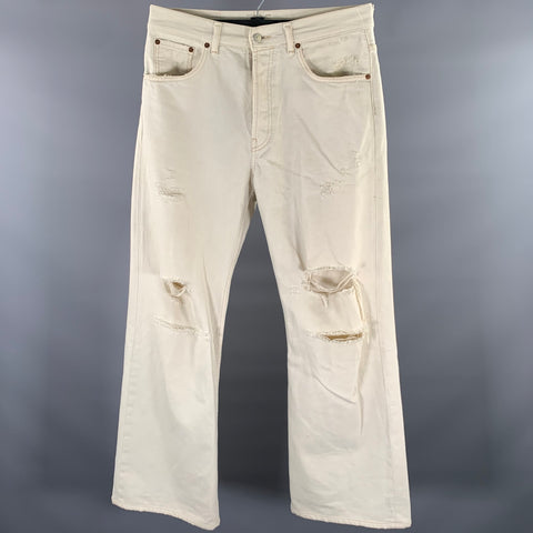 Jean évasé en coton crème vieilli ACNE taille 32