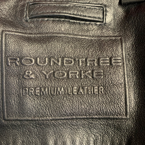 ROUNDTREE & YORKE Size L Black Lambskin Leather Motorcycle Jacket