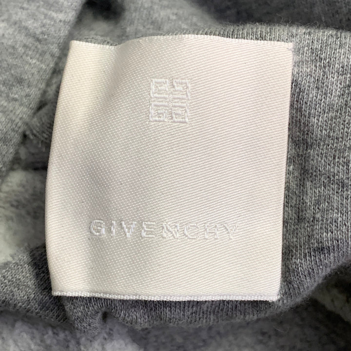 GIVENCHY Size L Cream Grey Jersey Double Layer Hooded Sweatshirt