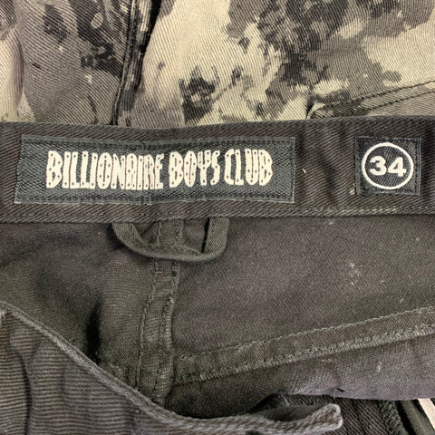 BILLIONAIRE BOYS CLUB Size 34 Black Grey Paint Splatter Raw Edge Shorts