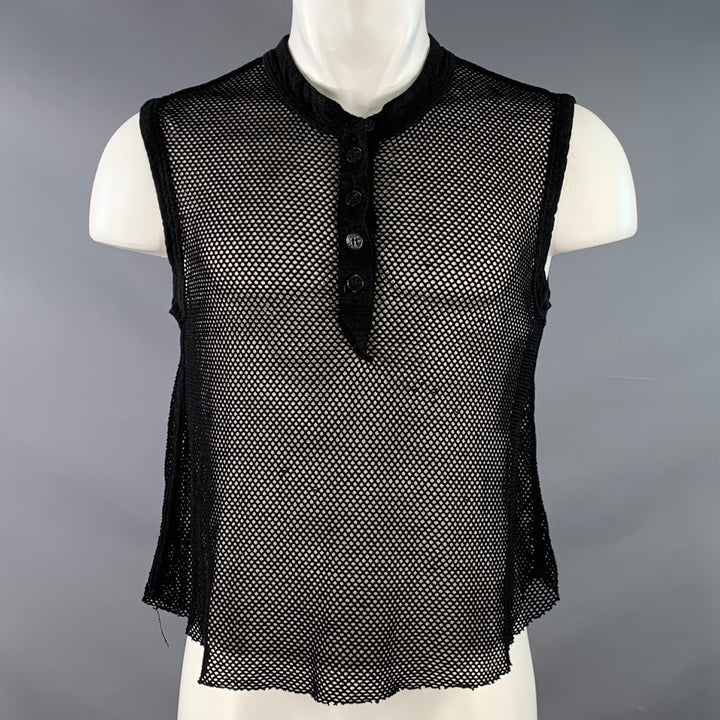 ZADIG & VOLTAIRE Size S Black Mesh Henley Vest