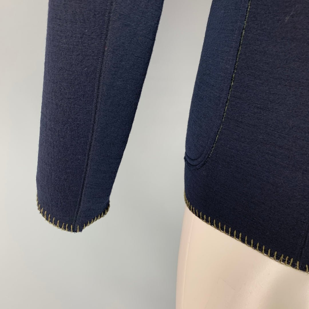 KOLOR Size L Navy Green Contrast Stitch Wool Nylon Sport Coat