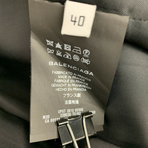 BALENCIAGA Size 8 Black Virgin Wool Blend Double Breasted Coat