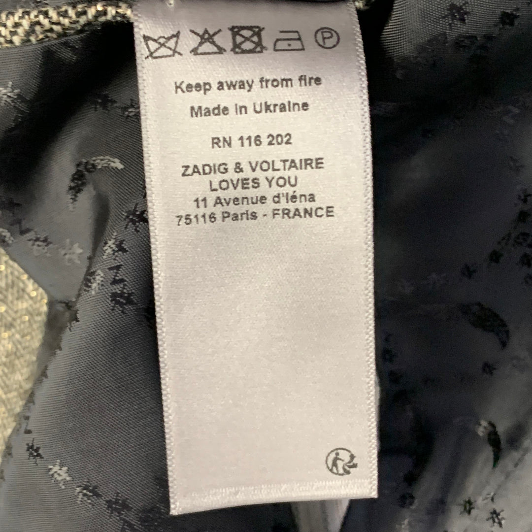 ZADIG & VOLTAIRE Size S Gold Black Acrylic Blend Herringbone Pantsuit