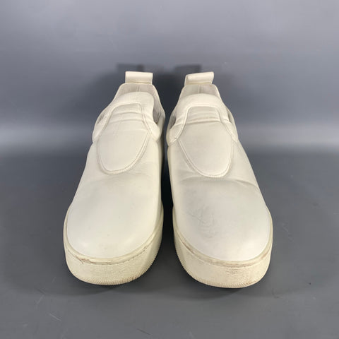 CELINE Size 12 White Leather Platform Flats