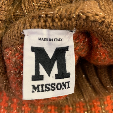M MISSONI Size S Orange Brown Stripe Turtleneck Cape