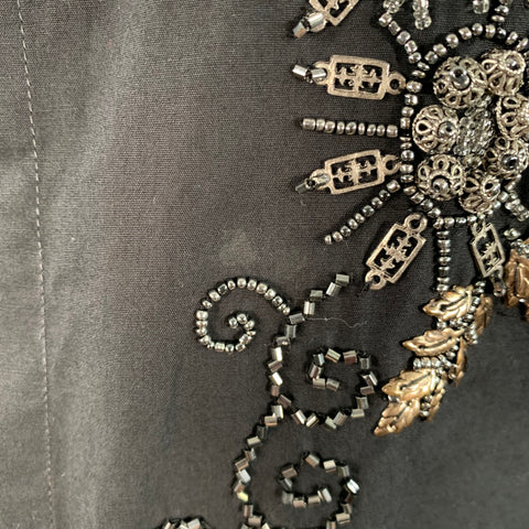 VERSACE Size L Black Gold Beaded Floral Cotton Button Up Long Sleeve Shirt