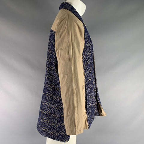 NICHOLAS DALEY Size S Khaki Navy Embroidery Cotton Polyester Long Sleeve Shirt