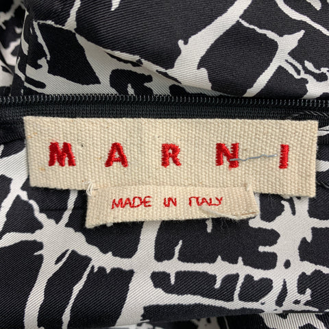 MARNI Size 2 Black Heather Silk Print Long Dress