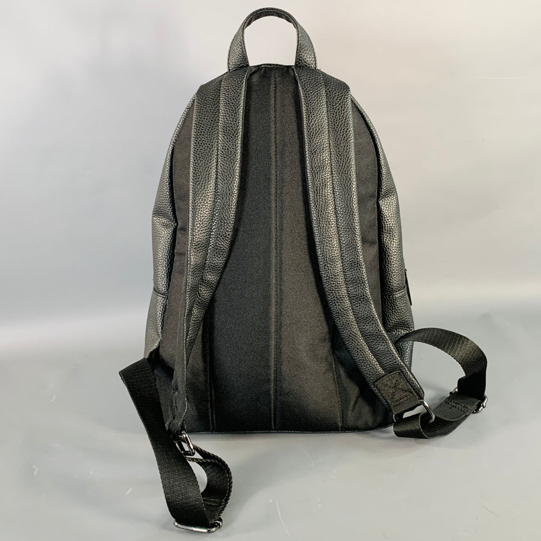 CALVIN KLEIN Black Pebble Grain Leather Backpack