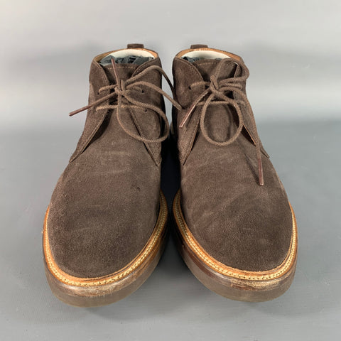 DUNHILL Size 11 Brown Suede Ankle Boots