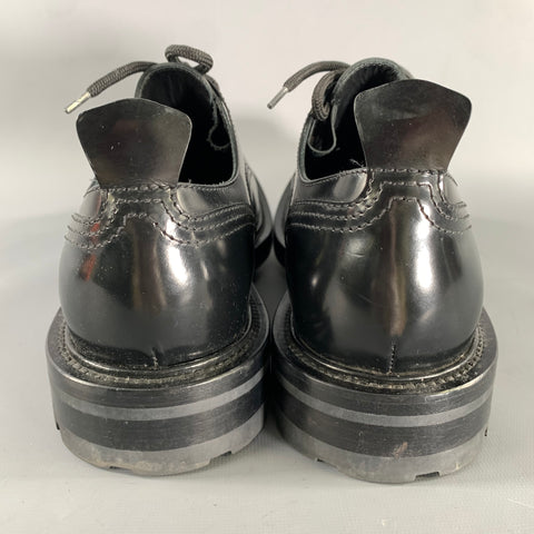 ALEXANDER MCQUEEN Size 10 Black Leather Lace Up Shoes