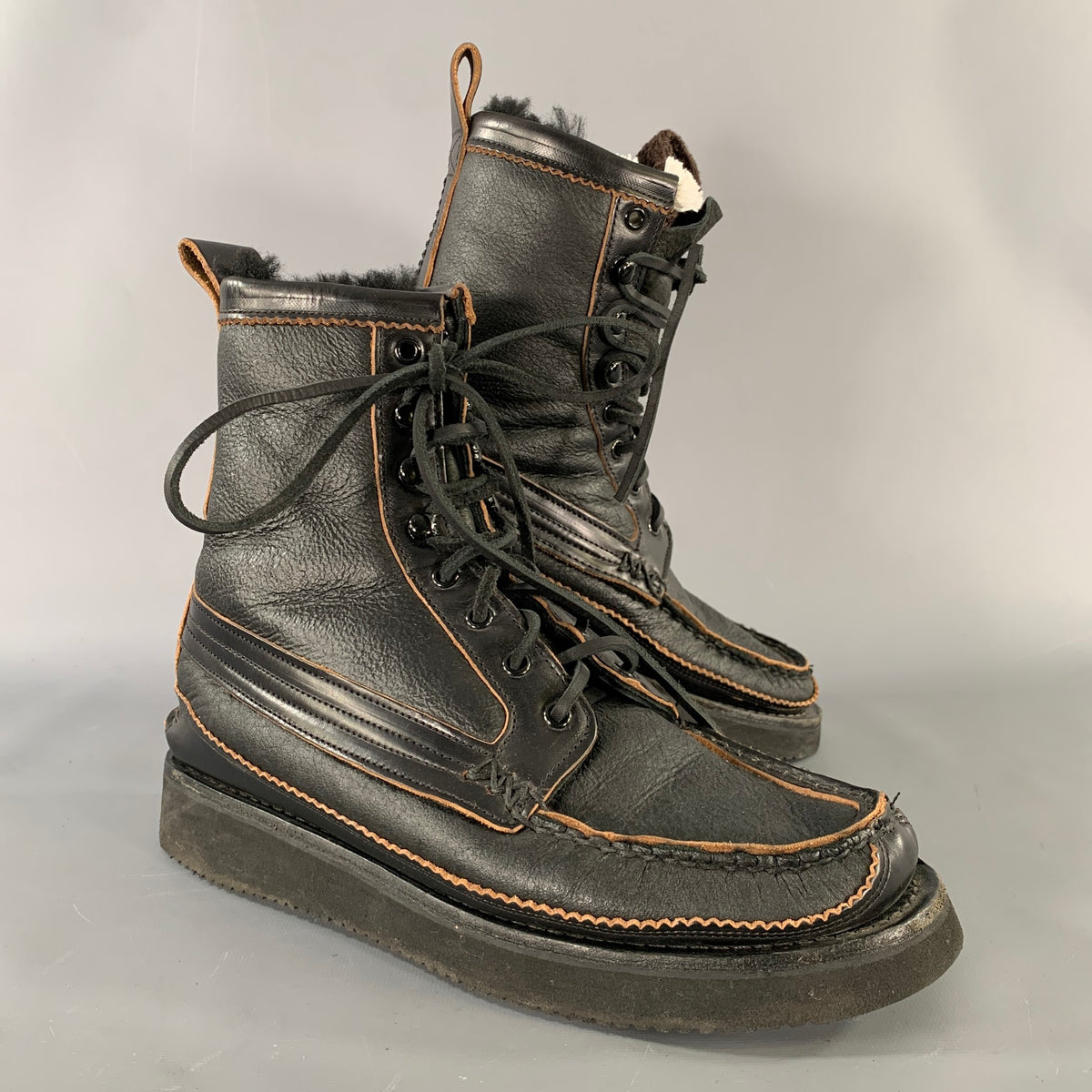 YUKETEN Size 9 Black Brown Leather Lace Up Boots – Sui  display picture 2
