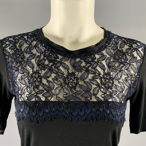 ST. JOHN COLLECTION Size P Black Navy Viscose  Spandex T Shirt Dress Top