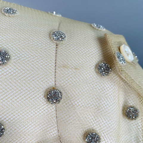 MAISON MARGIELA Size 2 Khaki Silver Polyamide Dots Oversized Shirt Dress