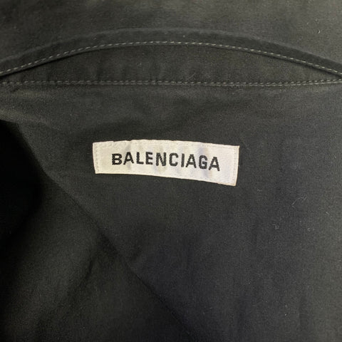 BALENCIAGA Size M Black Cotton Wrap Shirt