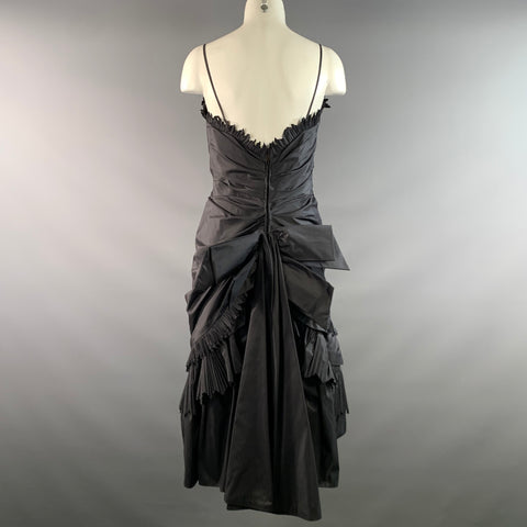 NEIMAN MARCUS Size 8 Grey Silk Ruched Cocktail Dress