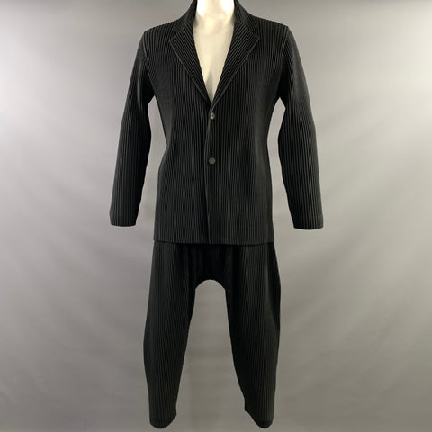 ISSEY MIYAKE Size L Black HP96-JD200 Pleated Polyester Set