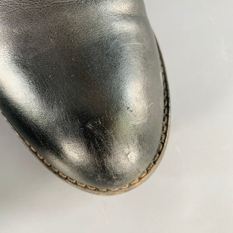 MONCLER Size 10 Black Brown Leather Knee High Crepe Sole Wedge Boots