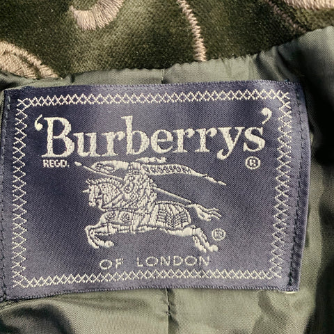 BURBERRYS Size 2 Grey Taupe Cotton Velvet Embroidered Jacket Blazer