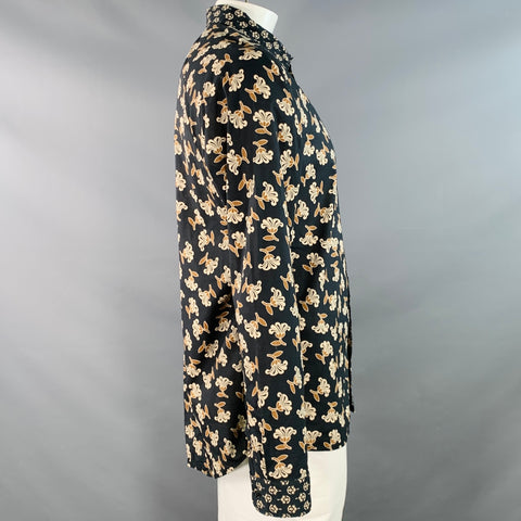 SCOTCH AND SODA Size XL Black Beige Abstract Floral Cotton Long Sleeve Shirt