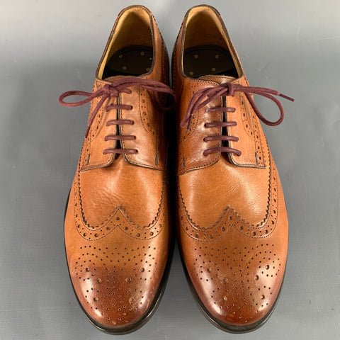 PS by PAUL SMITH Size 8 Panorama Tan Perforated Leather Wingtip Lace-Up Shoes