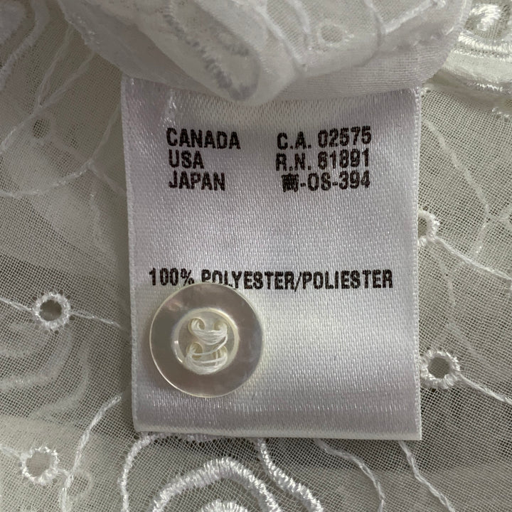 ESCADA Size M Cream Polyester Eyelet Button Up Shirt