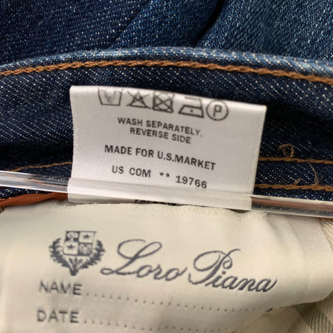 LORO PIANA Size 34 Blue Cotton Blend Slim Cut Casual Pants