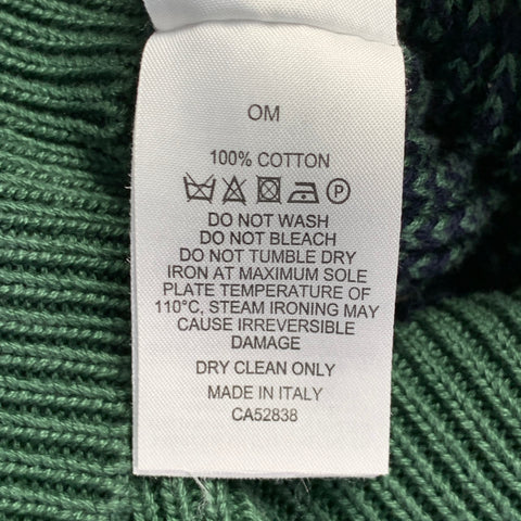 DUNHILL Size M Green Beige Stripe Cotton Crew Neck Sweater