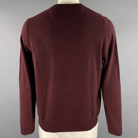 NORDSTROM Size XL Burgundy Knitted Cashmere Crew-Neck Sweater