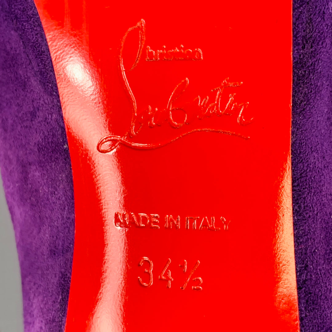 CHRISTIAN LOUBOUTIN Size 4.5 Purple Suede Platform Pumps