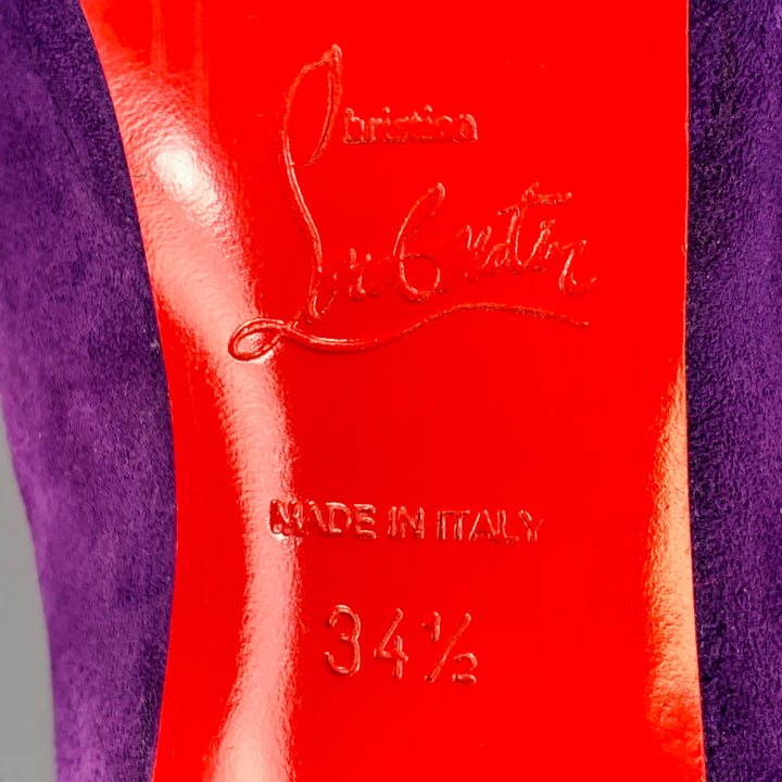 CHRISTIAN LOUBOUTIN Size 4.5 Purple Suede Platform Pumps