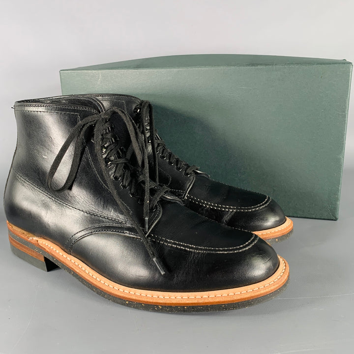 ALDEN Size 10 Black Tan Leather Lace Up Ankle Boots