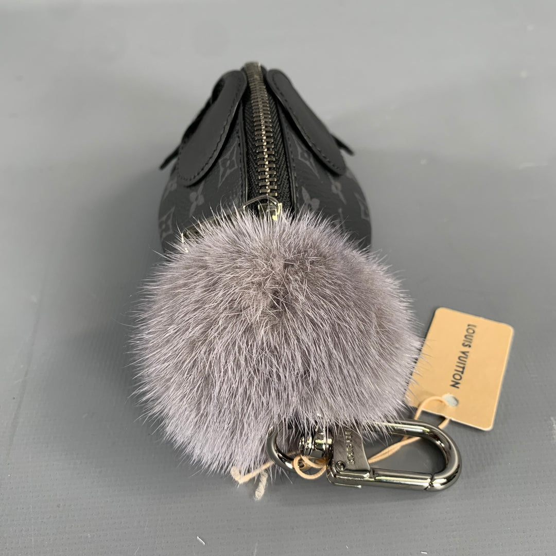 LOUIS VUITTON Black Grey M00962 Logo Lambskin Canvas Bag