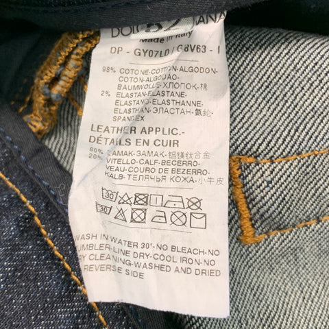 DOLCE & GABBANA Size 36 Indigo Contrast Stitch Cotton Blend Low Rise Jeans