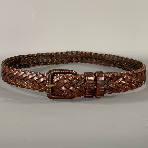 RALPH LAUREN Waist Size 0 Brown Woven Leather Belt