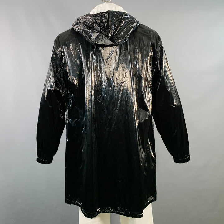 DRIES VAN NOTEN Size L Black White Polyethylene Blend Zip Up  Hooded Coat