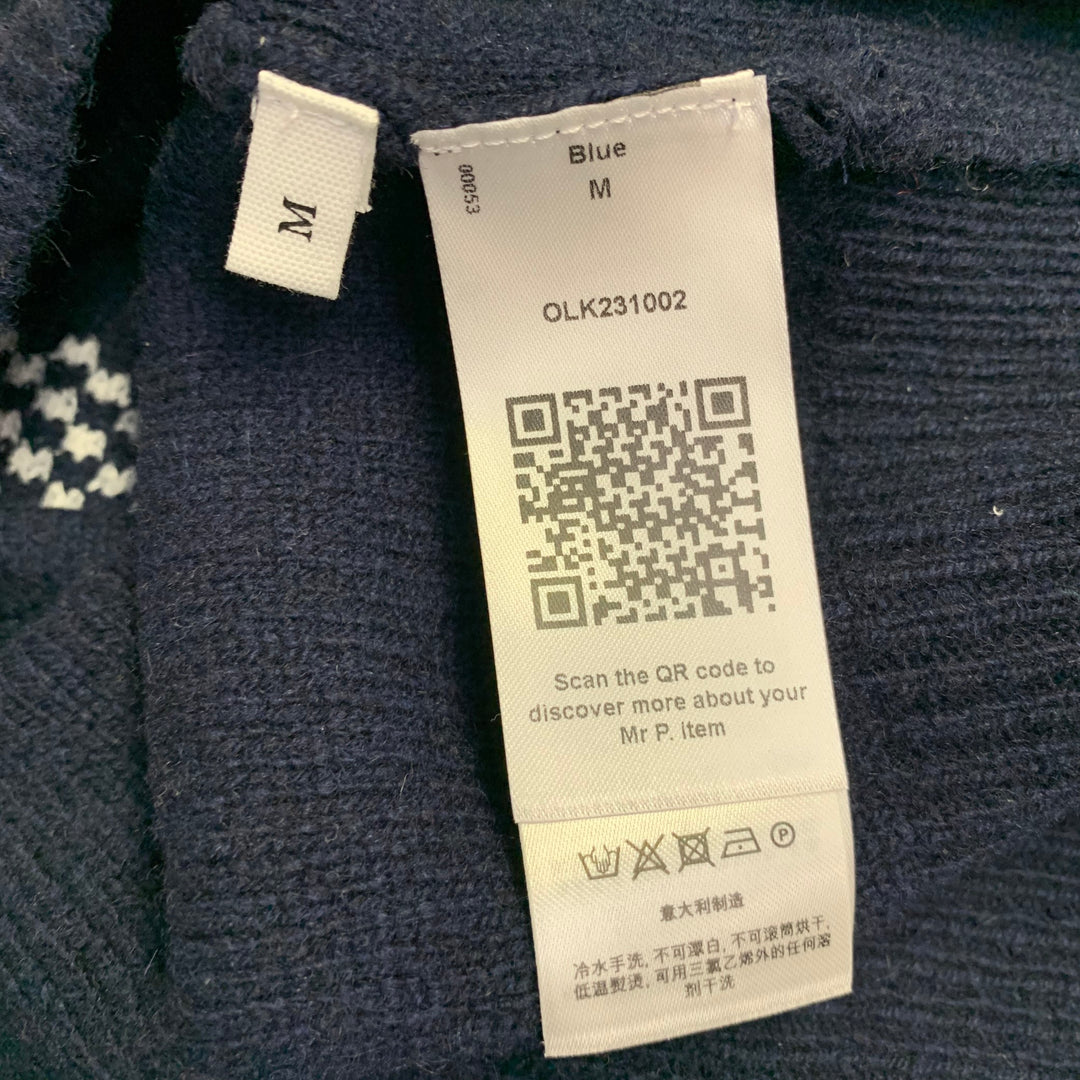 MR. PORTER Size M Navy White Patchwork Cashmere Cotton Blend Oversized Crew Neck Sweater