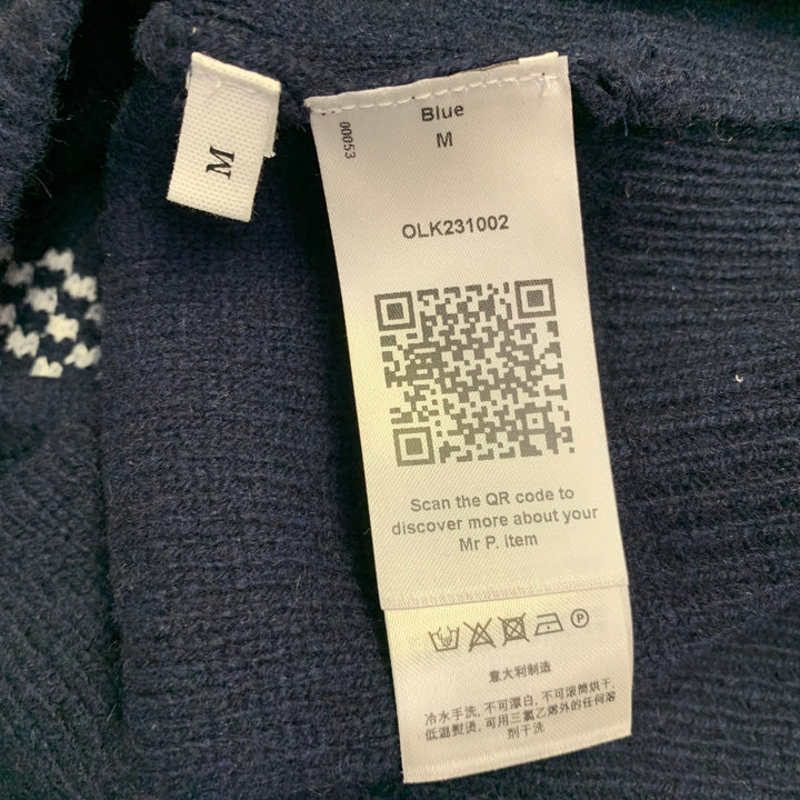 MR. PORTER Size M Navy White Patchwork Cashmere Cotton Blend Oversized Crew Neck Sweater