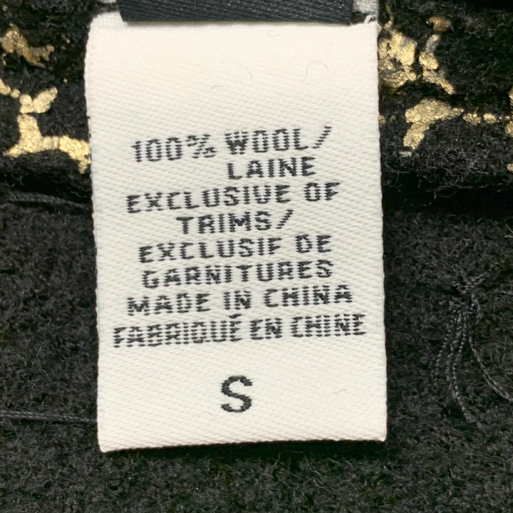 DIANE VON FURSTENBERG Size S Joele Black Gold Wool Cropped Jacket Blazer