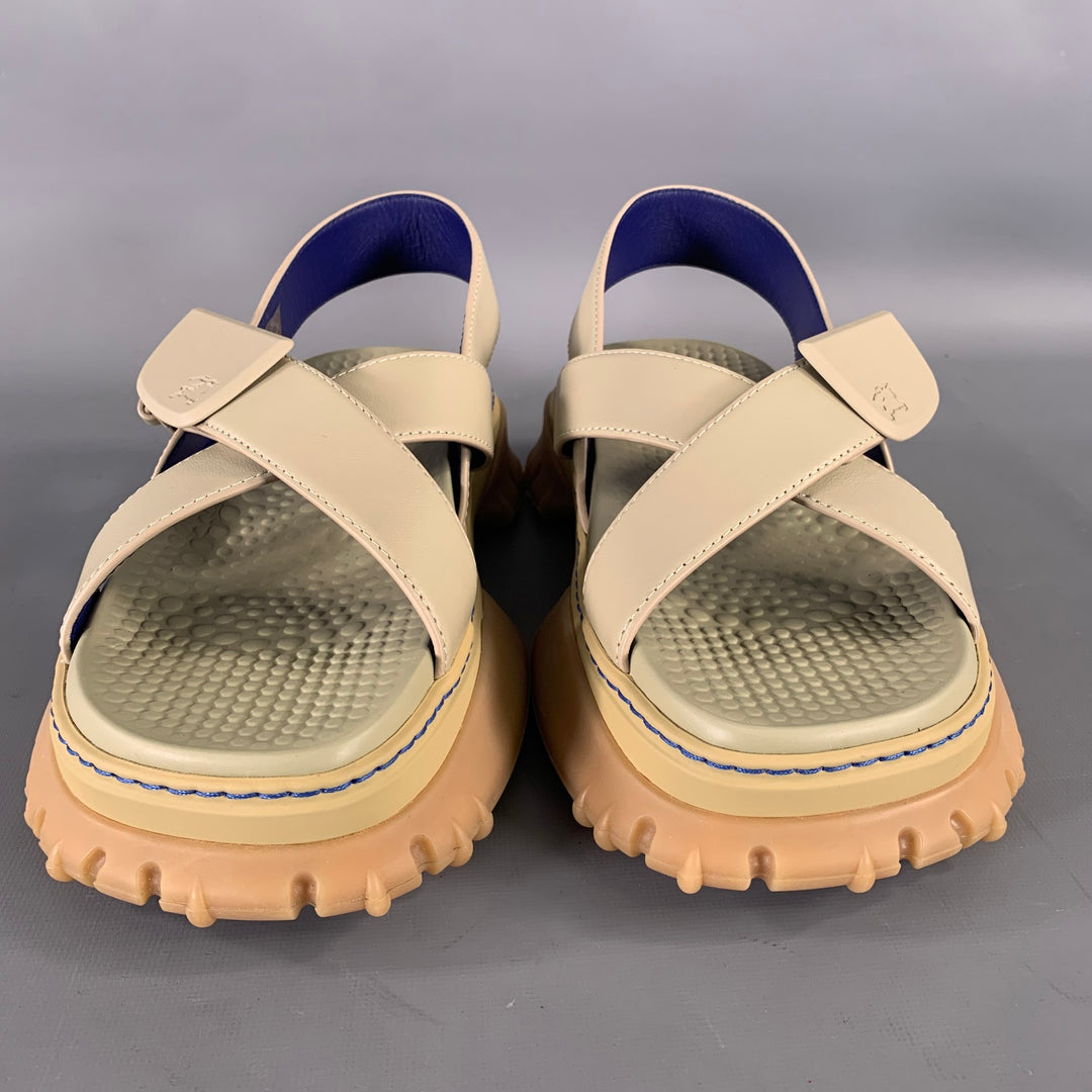 BURBERRY Size 10 Tan Leather Sandals