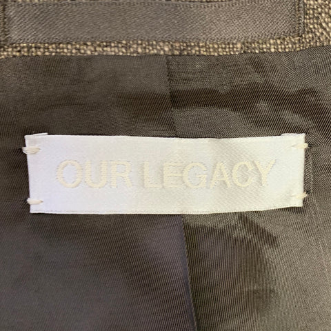 OUR LEGACY Size XL Brown Khaki Heather Linen Blend Double Breasted Coat